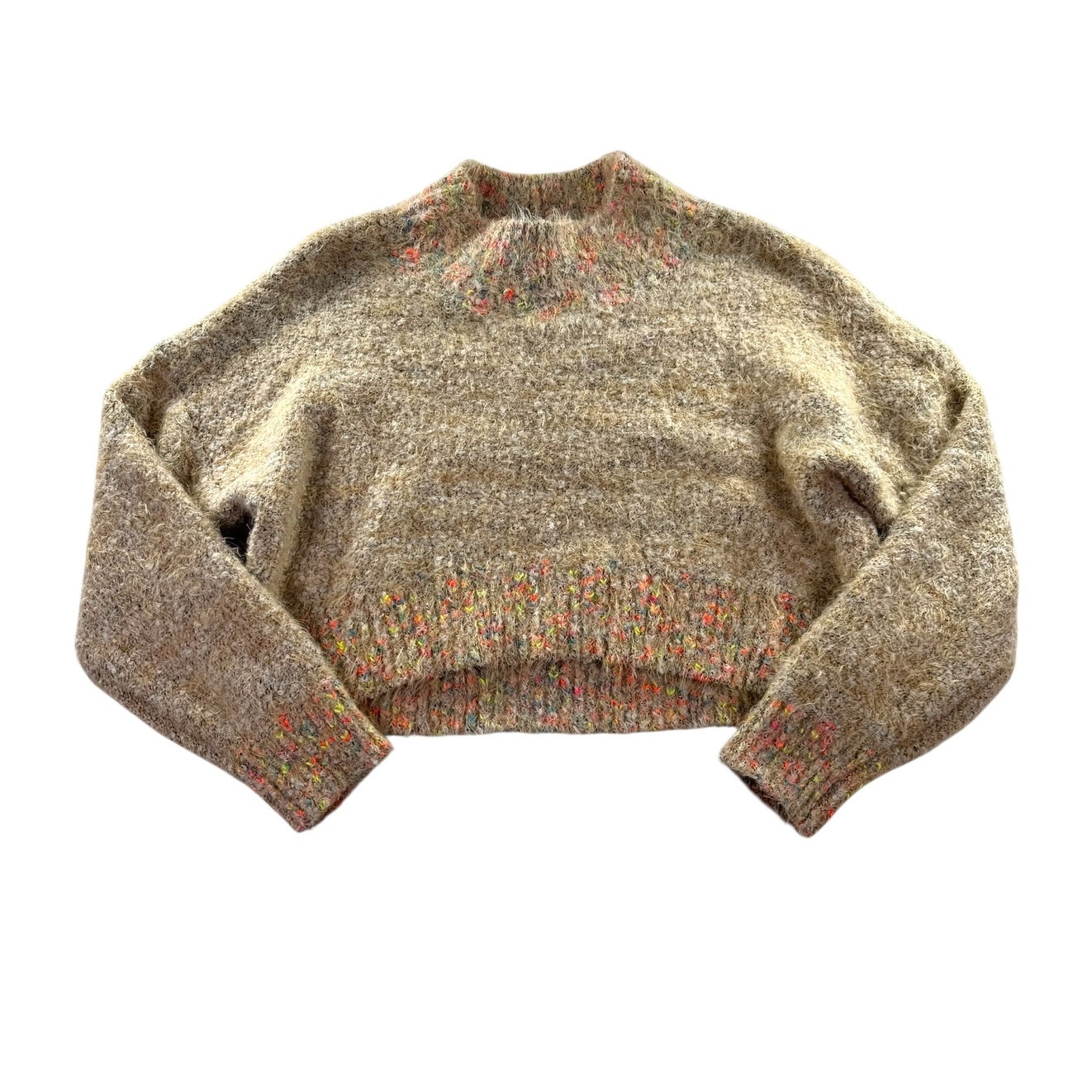 Free People Stardust Pullover Sweater M Fuzzy Slouchy Relaxed Fit Drop Shoulder